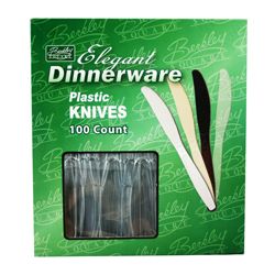 Berkley Square 1081008 Elegant Dinnerware Plastic Knives, Heavy Duty Polystyrene, Boxed, Clear - 1000 / Case 