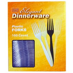 Berkley Square 1082008 Elegant Dinnerware Plastic Forks, Heavy Duty Polystyrene, Boxed, Clear - 1000 / Case