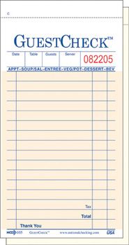 National Checking 105 GuestChecks 2 Part Carbon Duplicate, 16 Line Guest Checks, 3-1/2" x 6-3/4", Salmon - 2500 / Case