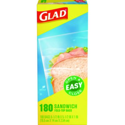 Clorox 60771 Glad Fold-Top Plastic Sandwich Bags, 6.5" x 5.5", Clear - 2160 / Case