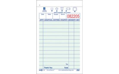 National Checking 210 Guest Check / Waiter Pad, Green, 1 Single Part, 13 Line, 3-1/2" x 5-1/2" - 10000 / Case