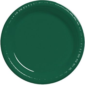 Creative Converting 28312431 Touch of Color 10.25" Plastic Plates, Hunter Green - 240 / Case