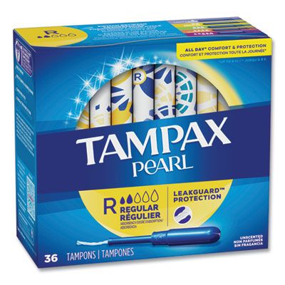 P&G 71127 Tampax Pearl Tampons, Regular, 36 / Box - 12 / Case