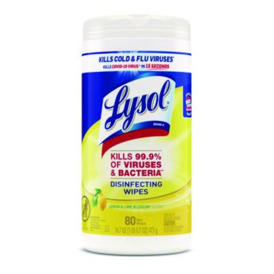 Reckitt Benckiser 77182 Lysol Disinfecting Wipes, 80 Wipes / Canister, Lemon and Lime Blossom Scent - 6 / Case