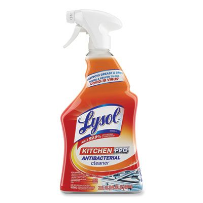 Reckitt Benckiser 79556 Lysol Kitchen Pro Antibacterial Cleaner, Citrus Scent, 22 oz Spray Bottle - 9 / Case