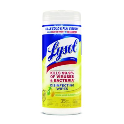 Reckitt Benckiser 81145 Lysol Disinfecting Wipes, Lemon & Lime Blossom Scent, 35 / Canister - 12 / Case