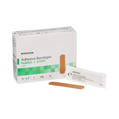 McKesson Fabric Strip Adhesive Bandages, 3/4" x 3" - 2400 / Case