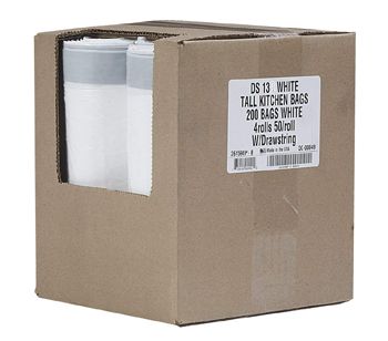 Aluf Plastics DS13G 13 Gallon Drawstring Trash Bags, 24" x 27", White - 200 / Case