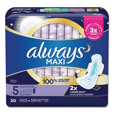 P&G 17902 Always Maxi Pads, Extra Heavy Overnight, Size 5, 20 / Pack - 6 / Case