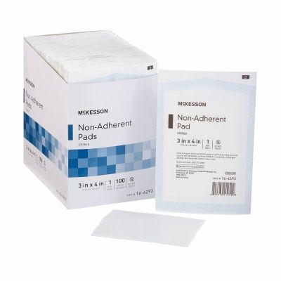 McKesson 16-4293 Non-Adherent Pads, Nylon / Polyester Dressing, 3" x 4", Sterile - 1200 / Case