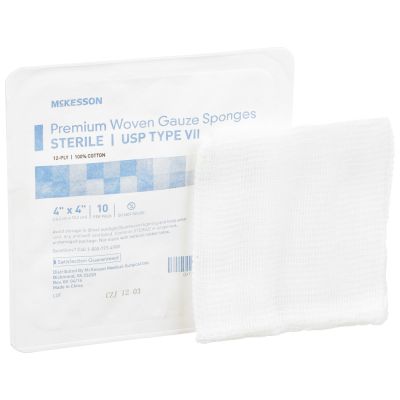 McKesson USP Type VII Gauze Sponges, 12-Ply Cotton, 4" x 4", Sterile - 1280 / Case