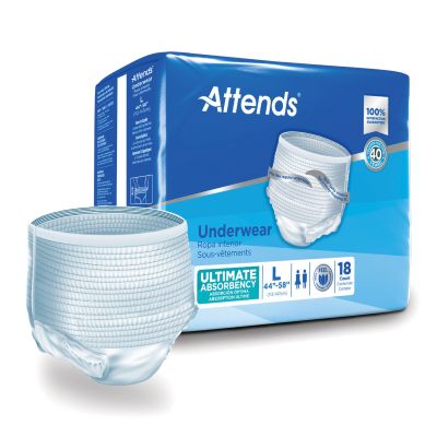 Attends Pull-Up Underwear, Large (44-58 in.), Ultimate - 18 / Case