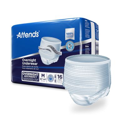 Attends Pull-Up Absorbent Underwear, Medium (34 to 44 in.), Overnight - 16 / Case