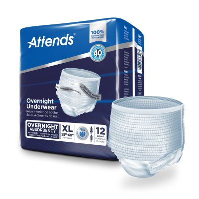 Attends Pull-Up Absorbent Underwear, X-Large (58 to 68 in.), Overnight - 12 / Case