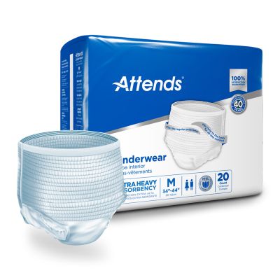 Attends Pull Up Underwear, Medium (34 to 44 in.), Ultra Heavy Absorbency - 20 / Case