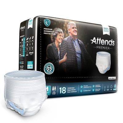 Attends Premier Overnight Pull Up Underwear, Medium (34 to 44 in.) - 18 / Case