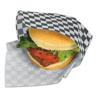 Bagcraft 57800 Food Wrap / Liner Sheets, 12" x 12", Black Checker - 5000 / Case