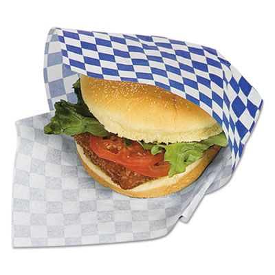 Bagcraft 57850 Ecocraft Food Wrap / Liner, 12" x 12", Blue Checker - 5000 / Case