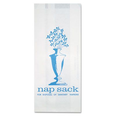 Bagcraft 300314 Nap Sack Sanitary Napkin Disposal Bags, 4" x 2" x 9", Printed - 1000 / Case