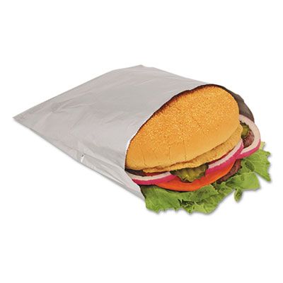 Bagcraft 300533 Foil / Paper Sandwich Bags, 6" x 3/4" x 6-1/2", Silver - 1000 / Case