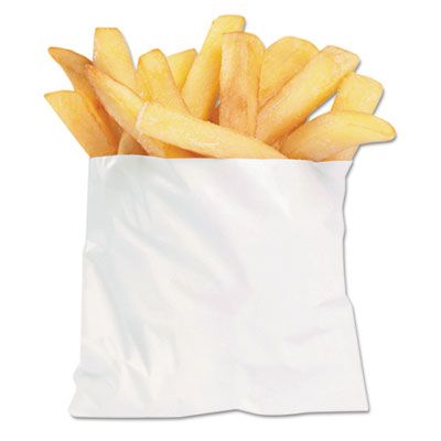 Bagcraft 450003 PB3 French Fry Bags, 4-1/2" x 2" x 3-1/2", White - 2000 / Case