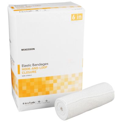 McKesson 16-1033-6 Elastic Bandage, Hook & Loop Closure, 6" x 5 Yds, NonSterile - 10 / Case