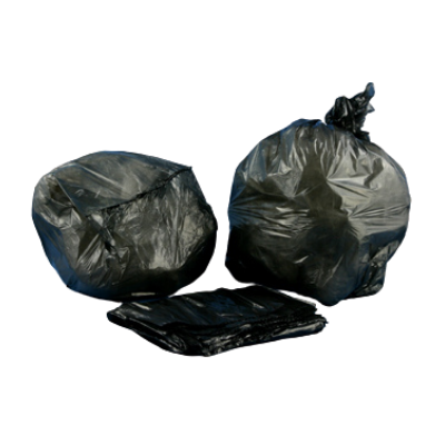 Aluf Plastics RL-2423H 7-10 Gallon Trash Can Liners / Garbage Bags, 23" x 23", 1.0 Mil Eq., Recycled, Black - 500 / Case