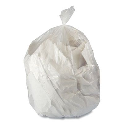 Boardwalk 242306 10 Gallon Trash Can Liners / Garbage Bags, 24" x 24", 6 Mic, Natural - 1000 / Case