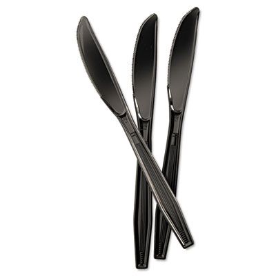 Boardwalk KNIFEHWBLA Plastic Knives, Heavyweight Polystyrene, Black - 1000 / Case