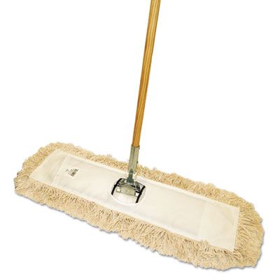 Boardwalk M365C Cut-End Dust Mop Kit, 36" x 5" Head, 60" Wood Handle - 1 / Case