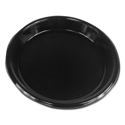 Boardwalk PLHIPS10BL 10" Plastic Plates, Hi-Impact, Black - 500 / Case