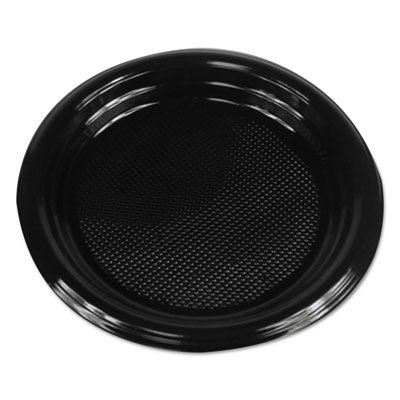 Boardwalk PLTHIPS6BL 6" Plastic Plates, Hi-Impact, Black - 1000 / Case