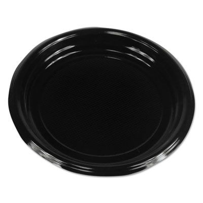 Boardwalk PLTHIPS9BL 9" Plastic Plates, Hi-Impact, Black - 500 / Case