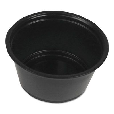 Boardwalk PRTN2BL 2 oz Plastic Souffle / Portion Cups, Polypropylene, Black - 2500 / Case