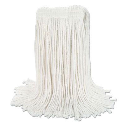 Boardwalk RM03024S 24 oz Mop Heads, Banded Cut-End Rayon, White - 12 / Case
