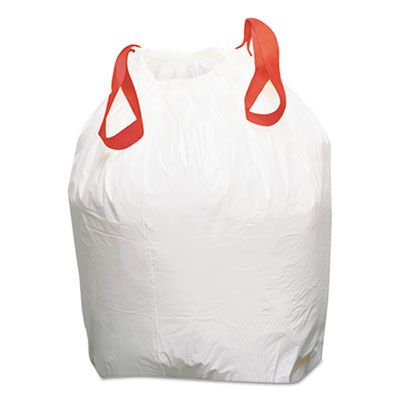 Boardwalk 1DK100 13 Gallon Drawstring Kitchen Garbage Bags / Trash Can Liners, 0.8 Mil, 24.5" x 27.4", White - 100 / Case