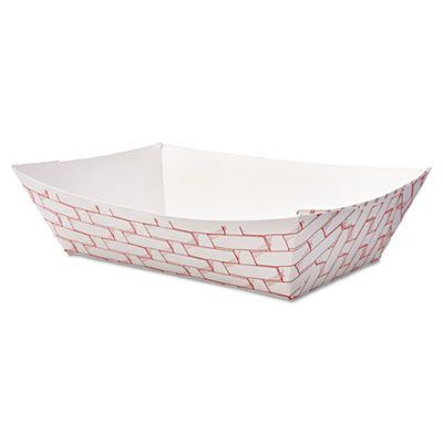 Boardwalk 30LAG200 2 LB Paper Food Baskets / Trays, Red / White - 1000 / Case