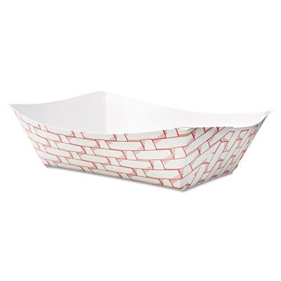 Boardwalk 30LAG300 3 Lb Paper Food Baskets / Trays, Red / White - 500 / Case