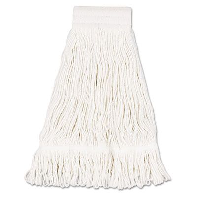 Boardwalk 524C Wet Mop Heads, Pro Loop Web / Tailband, Premium Saddleback Head, Cotton, 24 oz, White - 12 / Case
