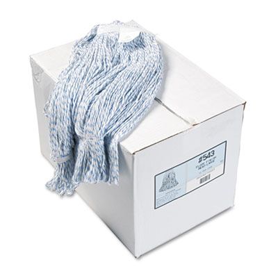 Boardwalk 543 Floor Finish Mop Head, Narrow, Rayon / Polyester, Large, White / Blue - 12 / Case 