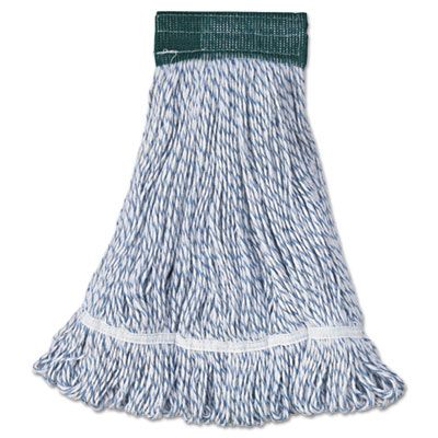 Boardwalk 552 Floor Finish Mop Heads, Wide, Rayon / Polyester, Medium, White / Blue - 12 / Case