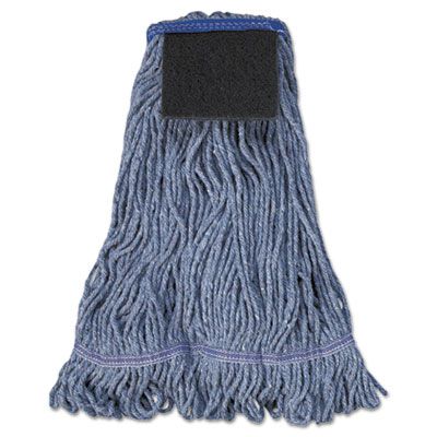 Boardwalk 903BL Wet Mop Head, Loop-End Cotton with Scrub Pad, Large, Blue - 12 / Case