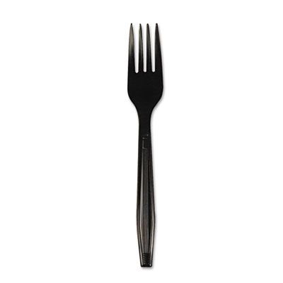 Boardwalk FORKHWBLA Plastic Forks, Heavyweight Polystyrene, Black - 1000 / Case