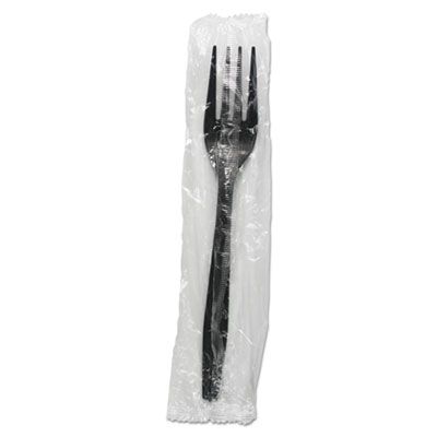 Boardwalk FORKHWPPBIW Wrapped Plastic Forks, Heavyweight Polypropylene, Black - 1000 / Case