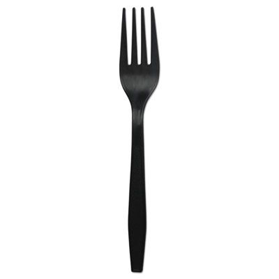 Boardwalk FORKHWPPBLA Plastic Forks, Heavyweight Polypropylene, Black - 1000 / Case