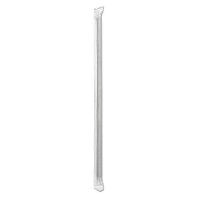 Boardwalk JSTW775B 7.75" Plastic Jumbo Straws, Wrapped, Black - 12500 / Case