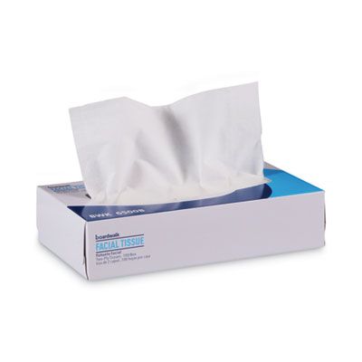 Boardwalk 6500B Office Packs Facial Tissue, 2 Ply, 8" x 7.5", 100 Sheets / Flat Box, White - 30 / Case