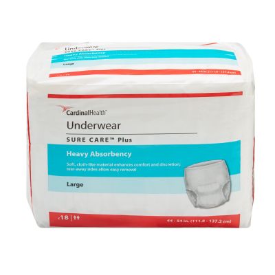 Cardinal Sure Care Plus Pull Up Underwear, Fitted, Large (44-54 in.), Heavy - 72 / Case