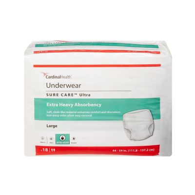 Cardinal Sure Care Ultra Pull Up Underwear, Large (44-54 in.), Extra Heavy - 18 / Case