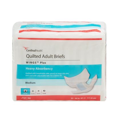 Cardinal Wings Plus Quilted Adult Diapers with Tabs, Medium (32-44 in.), Heavy - 12 / Case